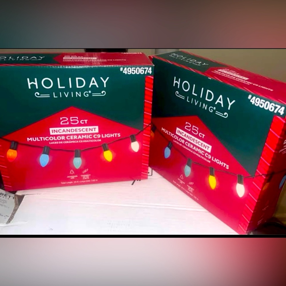⚡️2 Holiday Living 25ct Ceramic C9‎ Multicolored Christmas Lights Party Lights